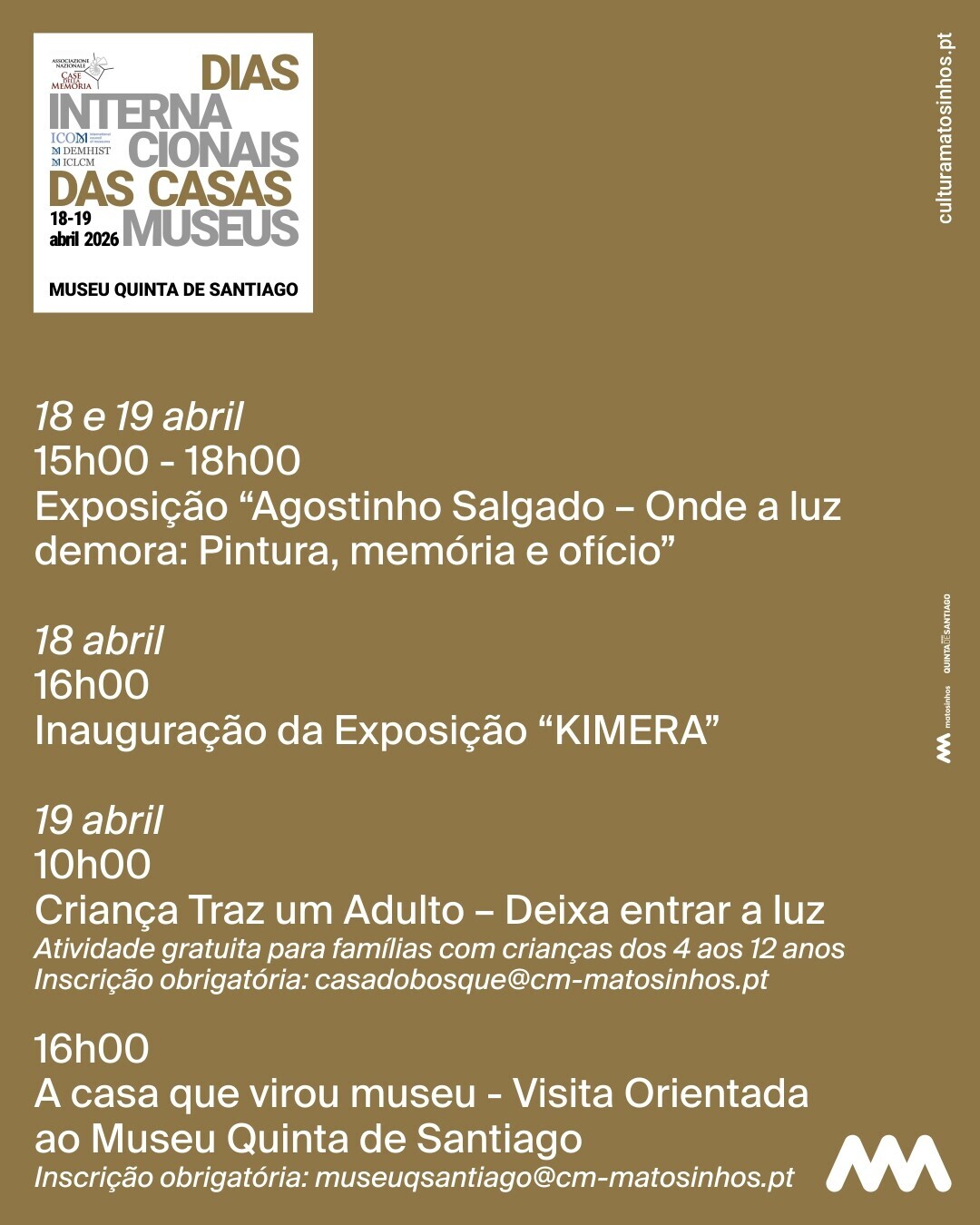 HOUSE MUSEUM DAYS Carta com programa&ccedil;&atilde;o